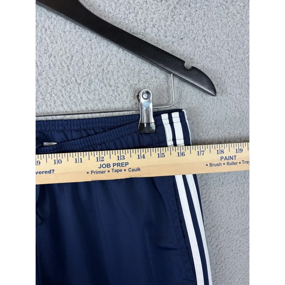 Adidas Pants Mens Large Blue 3 Stripe Track Knit Elastic Waist Pockets Rugby Men
